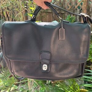 Vintage Coach 90s - Black Metropolitan Briefcase - 5180 - with nickel hardware
